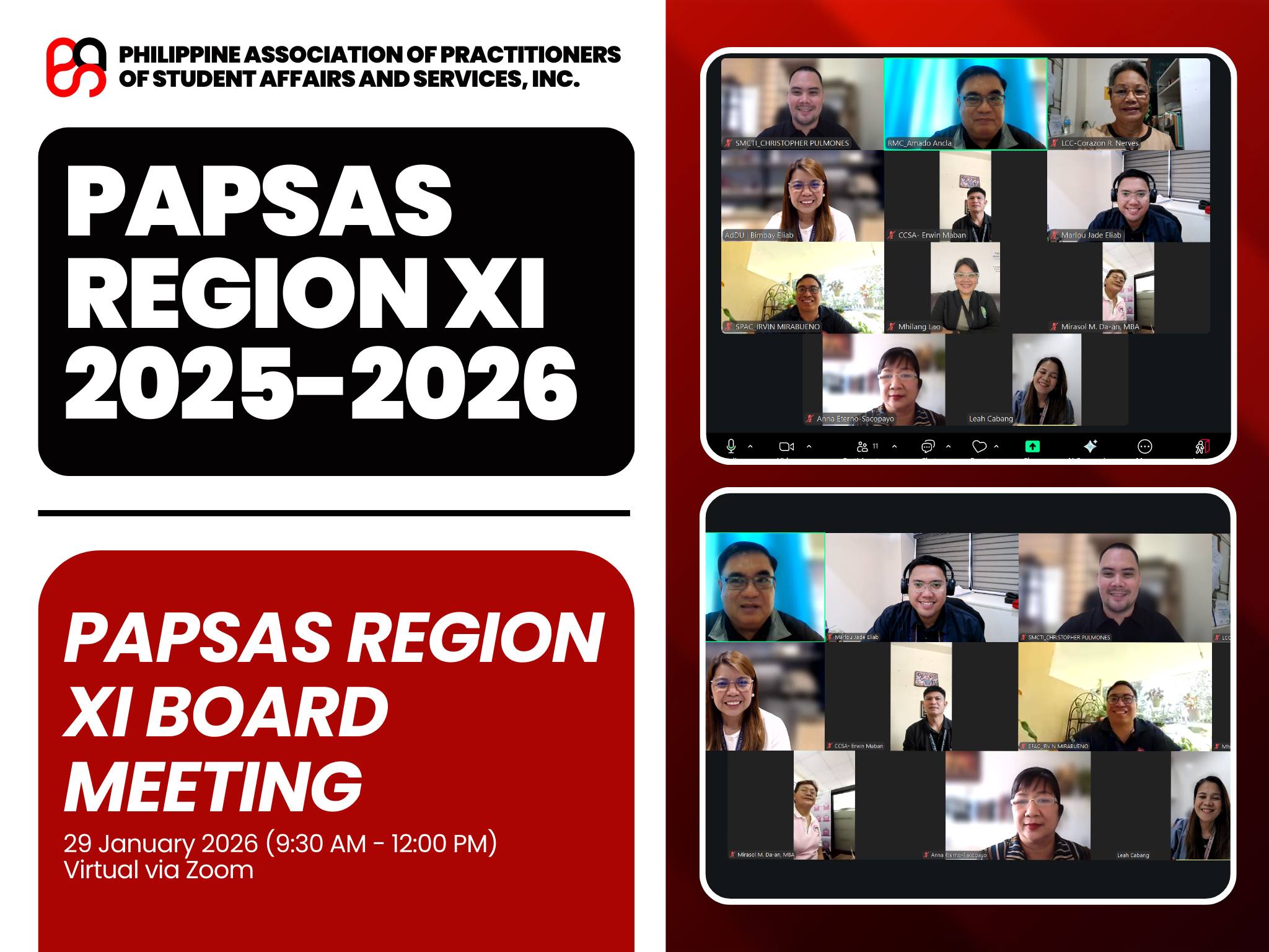 PAPSAS Region XI Board Meeting Highlights