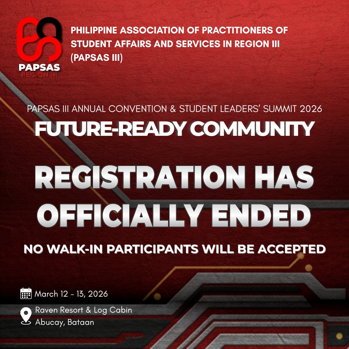 Registration for the PAPSAS Region III Annual Convention & Student Leaders' Summit 2026